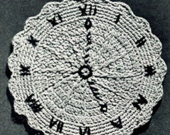 Crochet Clock Padded Potholder Pattern PDF