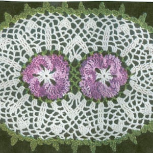 Double Pansy Doilie Doily Crochet Pattern 9 X 12&quot; When Finished PDF Instant Download