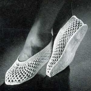 Vintage Crochet Pattern Mesh Slippers S M L PDF Instant Download