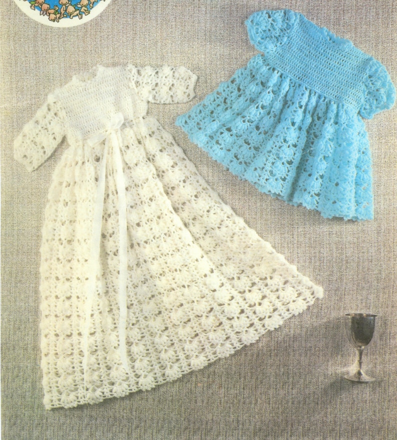 Christening Gown & Short Dress Crochet Pattern Pdf Instant Download image 1