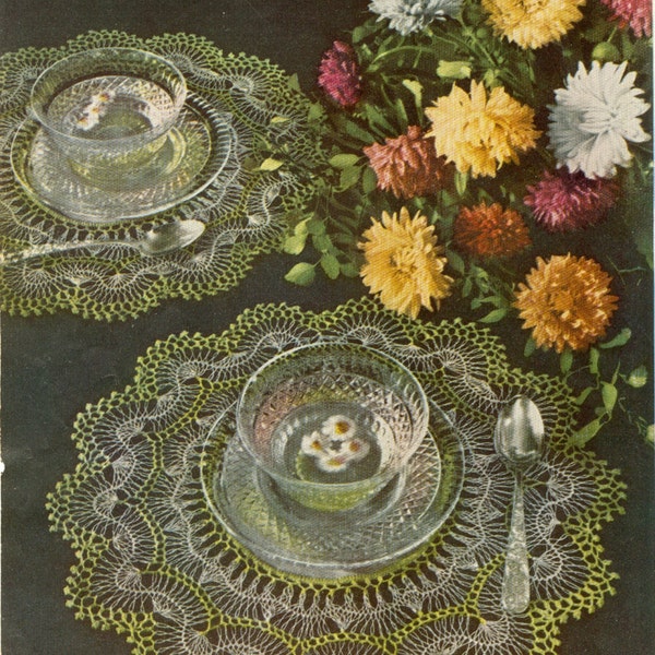 Hairpin Lace Luncheon Set Placemats Pattern 13 1/2" PDF Instant Download