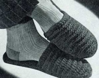 Patrones de pantuflas de crochet para hombre (2 PDF diferentes, descarga instantánea)