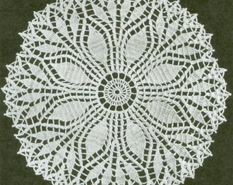 Fern Leaf Doilie Doily Crochet Pattern 2 Sizes 15" or 17" When Finished PDF Instant Download