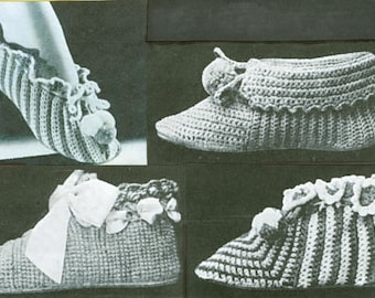 4 Pairs Of Slippers Crochet Pattern PDF Instant Download