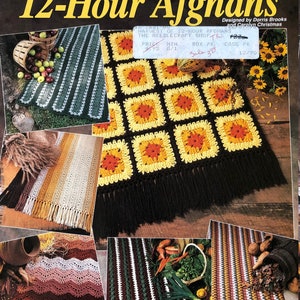 Vintage 12-Hour Afghans Pattern Book With 6 Beautiful Afghans For You To Make Sunflower Petals