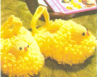 Baby ChildsToddlers Slippers Knitting Pattern Baby Chick PDF Instant Download