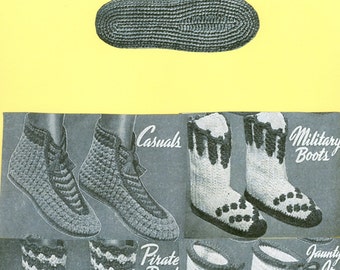 4 Pairs Of  Boot Slippers Adult and Kids Crochet Pattern PDF Instant Download