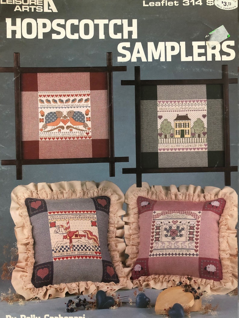 Hopscotch Samplers Cross Stitch Pattern Booklet Vintage 1984 Country Folk Art