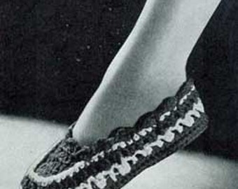 Vintage Frauen Mokassins Hausschuhe Häkelanleitung PDF Instant Download