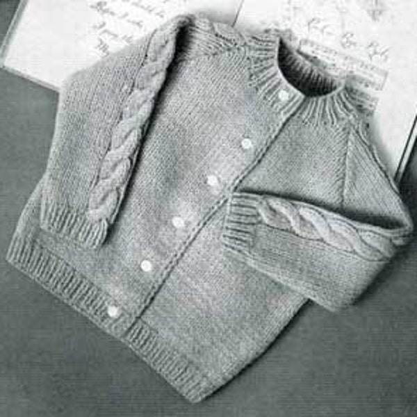 Kids Raglan Cardigan Sweater Knitting Pattern INSTANT DOWNLOAD