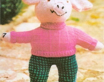 Pig Stuffed Toy Knitting Pattern PDF Instant Download