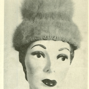 Womans Knitted Hat Pattern Knitting Angora PDF Instant Download