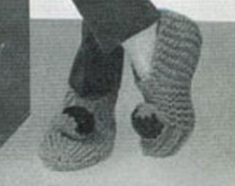 Vintage Knitting Slipper Pattern Kids Men Woman Sizes PDF Instant Download