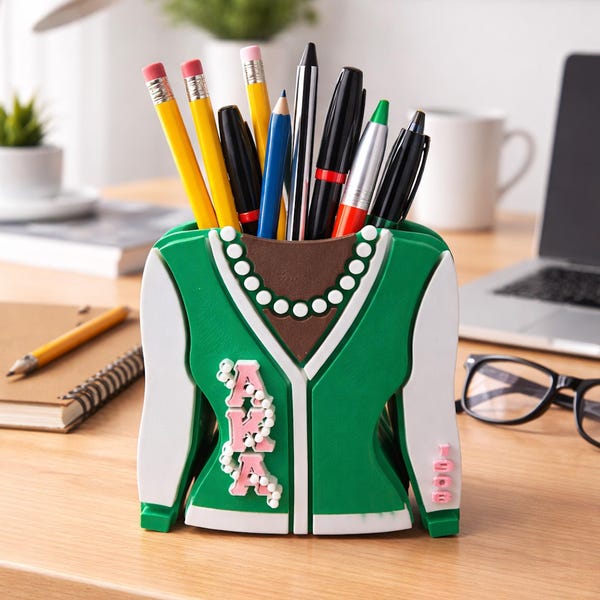 Alpha Kappa Alpha Pen Holder, AKA Sorority Desk Organizer