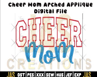 Applique con ricamo a punto raso arcuato "Cheer Mom" (download digitale)