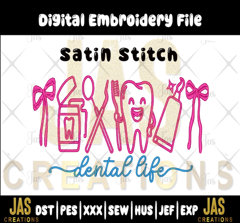 Toothpaste Cursive Dental Life Icons Satin Stitch Embroidery Design (digital File) - Etsy