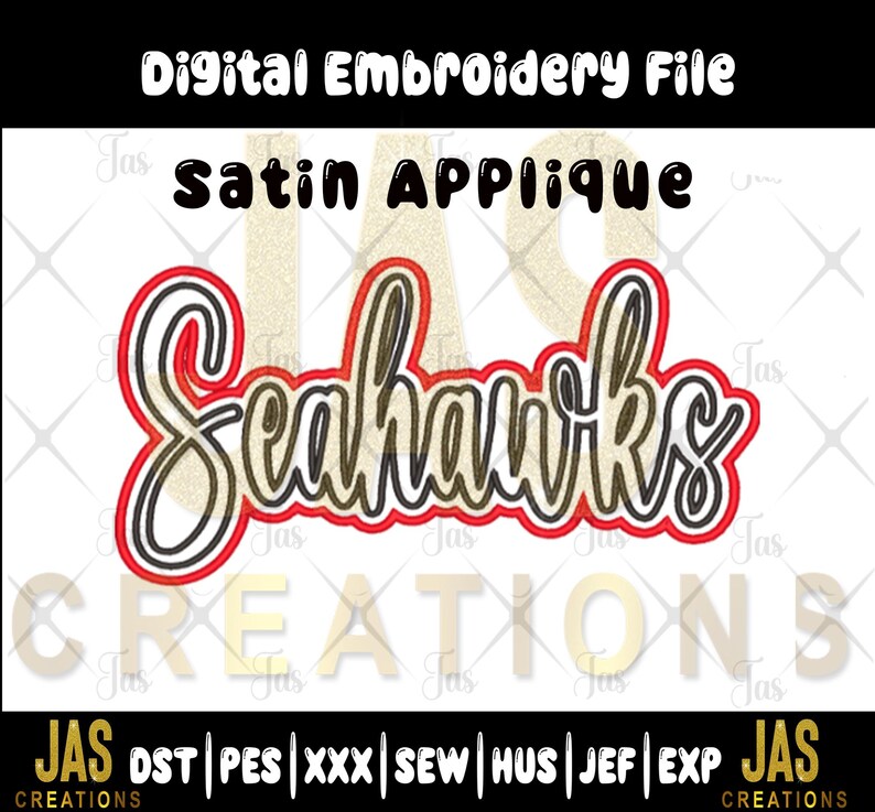 Seahawls Lettering Seahawks Applique, Satin Stitch Embroidery Design (digital File) - Etsy
