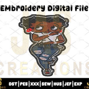Black Betty Blue Jean Embroidery File, Iron On Patch (Digital Download)