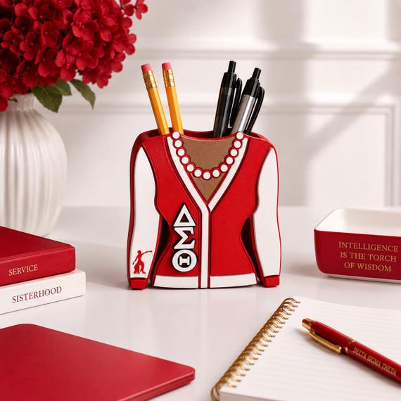 Delta Sigma Theta Pen Holder, 3D Printed Desk Organizer, Sorority Gift