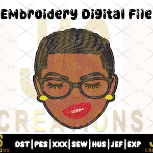 Black Lady Embroidery Design: Iron On Patch, Black Girl Art
