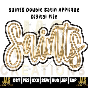 Saints Applique Embroidery Design: Satin Stitch Mascot (Digital File, 9-11 inch)