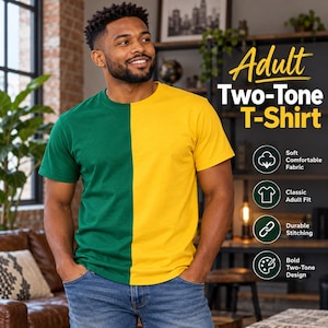 Two Tone Color Block Shirt: Unisex Split Tee