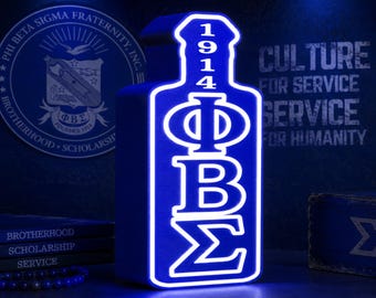 Phi Beta Sigma LED Desk Light, 3D Printed Fraternity Decor, 1914 Founding Year Lamp