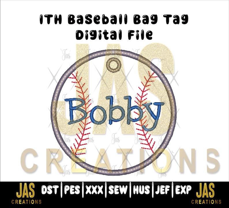 ITH Baseball Bag Tag Embroidery Design, Sports Team Gift (digital File ...