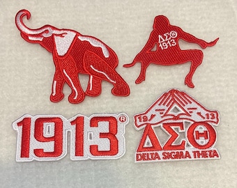 Delta Sigma Theta Iron On Patch, Greek Elephant, 1913 Apparel