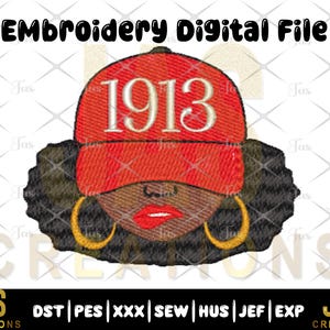 1913 Sorority Lady Stickerei Design, Delta Aufnäher (Digitaler Artikel)