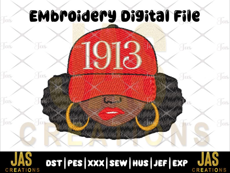 1913 Sorority Lady Embroidery Design, Delta Patch (Digital Item) image 1