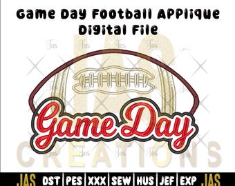 Aplique de fútbol para el día del partido: Diseño de bordado con puntada de satén (archivo digital)