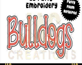 Bulldogs Mascot 3D Puff Embroidery Design (Digital Download)