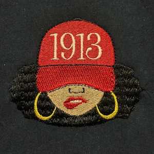 Afro Lady 1913 Iron On Patch, Delta Patch, Delta Jacket Patch, Iron on Patch, Delta Embroidery Patch, Embroidery Patch, Black Girl Patch