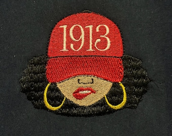 Afro Lady 1913 Iron On Patch: Delta Embroidery Patch