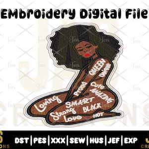 Black Women Affirmation Embroidered Patch Design,Queen Embroidered Patch,Self-Love  Patch, Melanin Patches,Black Girl Patch,Afro Girl Patch