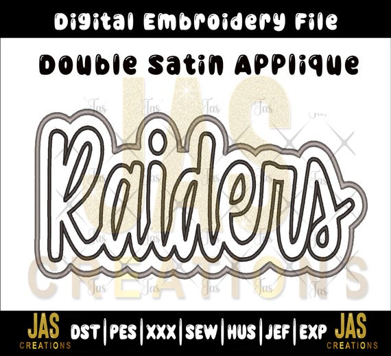 Raiders Double Satin Applique Embroidery Design | Raiders Digital Download File