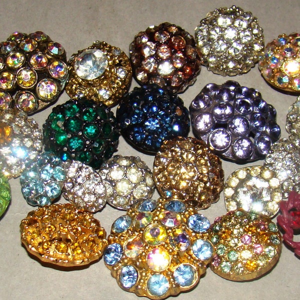 10% OFF Sale Awesome Lot of Domed Rhinestone Buttons- S