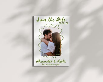Minimalist Save the Date, Illustrated Wedding Invitation (Digital Download)