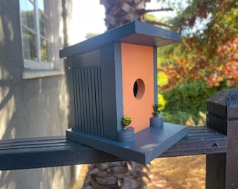 Mid-Century Modern Birdhouse: Handcrafted Garden Yard Art