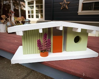 Birdhouse, Midcentury Modern, Gift for Bird Watcher, Housewarming Gift, Yard Art, MCM, Upscale Birdhouse, Palm Springs, Eichler, Handcrafted
