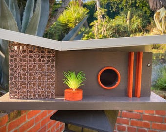 Mid-Century Modern Birdhouse: Handcrafted Palm Springs Style
