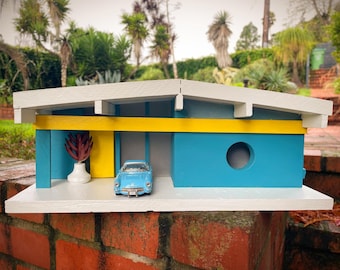 Birdhouse, MCM, Mid Century Modern, Handmade, Upcycled, Reclaimed Wood