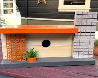 Midcentury Modern Birdhouse: Handcrafted Palm Springs Style Yard Art
