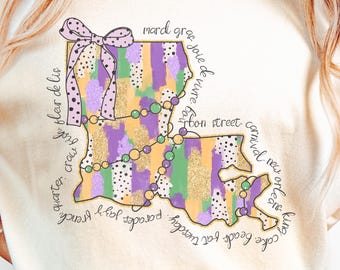 Louisiana Shirt: Women's Mardi Gras Shirt, French Quarters Shirt, Mardi Gras Sweatshirt, Louisiana Sweatshirt, New Orleans Girls Trip
