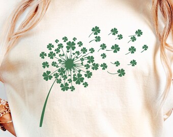 Shamrock Dandelion Shirt: Women's St Patrick Day Shirt, Shamrock Shirt, Shenanigans Shirt, St Patrick Sweatshirt, Gift Idea, Gift for Her