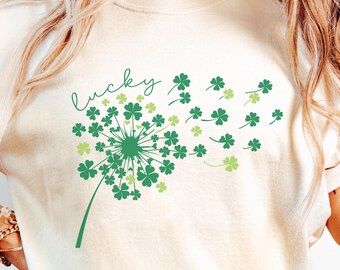 Shamrock Dandelion Shirt: Women's St Patrick Day Shirt, Shamrock Shirt, Shenanigans Shirt, St Patrick Sweatshirt, Gift Idea, Gift for Her