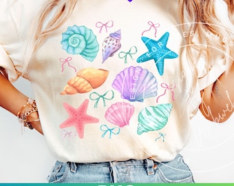 Zeeschelpen, png-bestand: sublimatieshirtontwerp zomerschelpen (digitale download)