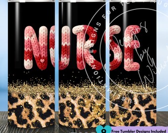 Valentine Nurse Tumbler Wrap PNG: RN Health Care Nurse Sublimation Design (Digital Download 20oz Skinny Tumbler)