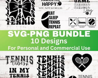 Tennis Svg Bundle: Tennis Png Bundle Cut File Clipart Shirt Graphic (Digital Download)
